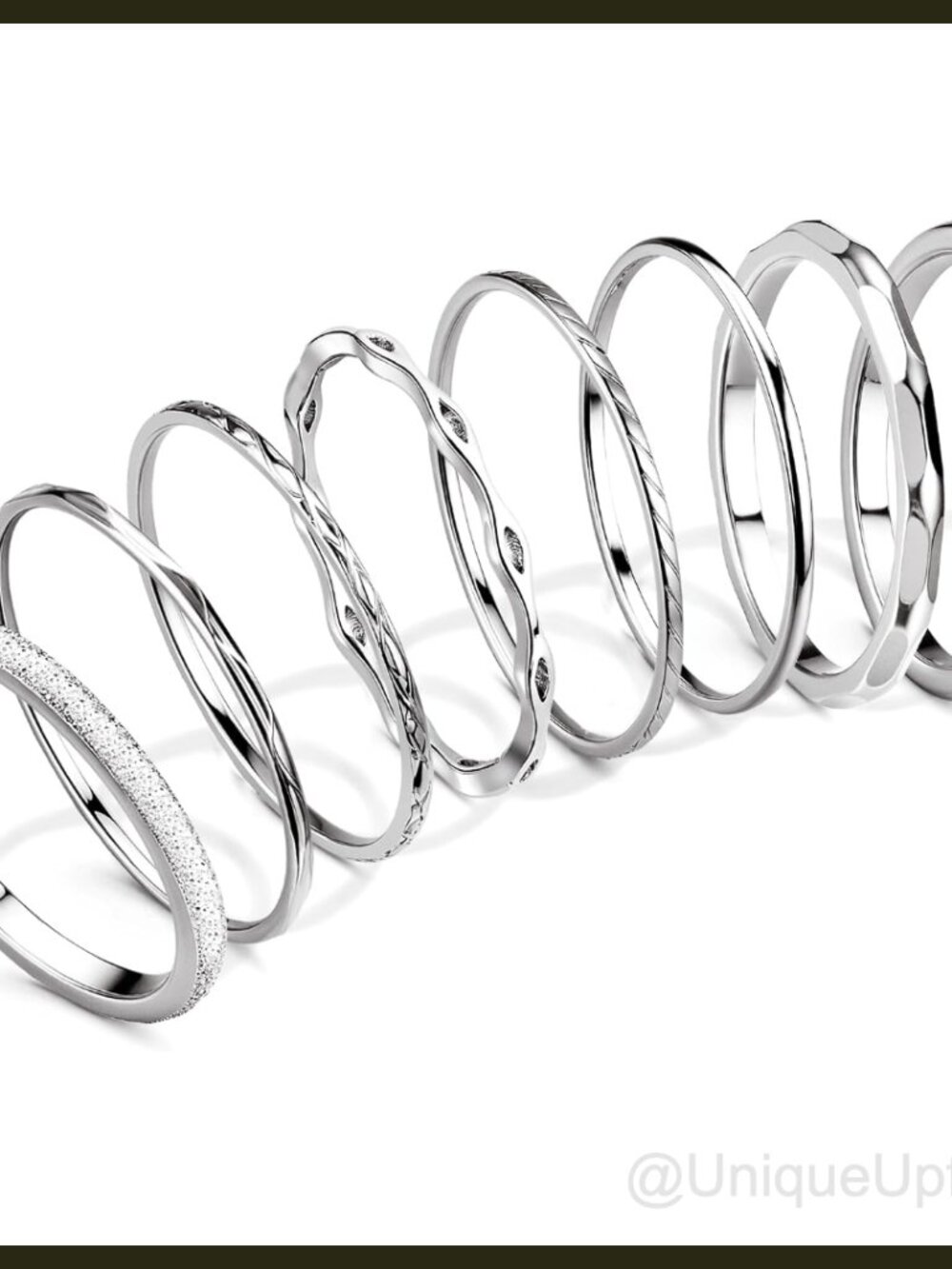 8pc Thin Stainless Steel Stackable Rings Set Minimalist Stacking Midi